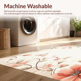 Ultra Soft Area Rug, Non Slip, Stain Resistant, Washable Area Rugs for Living Room, Bedroom, Chic Garden Inspire Showcasing Abstract Florals and Subtle Vine(Beige)