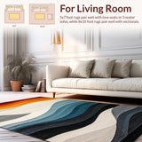 Ultra Soft Area Rug, Non Slip, Stain Resistant, Washable Area Rugs for Living Room, Bedroom, Sleek Contemporary Geometric Arrangement(Yellow)