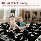 Ultra Soft Area Rug, Non Slip, Stain Resistant, Washable Area Rugs for Living Room, Bedroom, Chic Black and White Musical Aesthetics(Black)