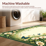 Ultra Soft Area Rug, Non Slip, Stain Resistant, Washable Area Rugs for Living Room, Bedroom, Vibrant Butterfly Botanical Print(Beige)