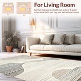 Ultra Soft Area Rug, Non Slip, Stain Resistant, Washable Area Rugs for Living Room, Bedroom, Rustic Off White Wavy Aesthetic(Beige)