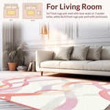 Ultra Soft Area Rug, Non Slip, Stain Resistant, Washable Area Rugs for Living Room, Bedroom, Playful Bow Outline Rug Highlighting Curvy Ribbons and Coquette Charm(Pink)