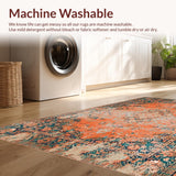 Ultra Soft Area Rug, Non Slip, Stain Resistant, Washable Area Rugs for Living Room, Bedroom, Stylish Rustic Tiled Motif(Orange)