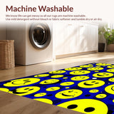 Ultra Soft Area Rug, Non Slip, Stain Resistant, Washable Area Rugs for Living Room, Bedroom, Whimsical Retro Smile Decor(Yellow)