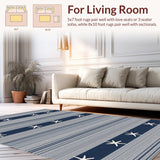 Ultra Soft Area Rug, Non Slip, Stain Resistant, Washable Area Rugs for Living Room, Bedroom, Artistic Coastal Inspired Textural Blend(Blue)