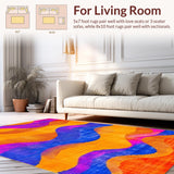 Ultra Soft Area Rug, Non Slip, Stain Resistant, Washable Area Rugs for Living Room, Bedroom, Contemporary Psychedelic Art Style(Orange)