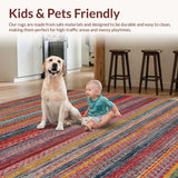 Ultra Soft Area Rug, Non Slip, Stain Resistant, Washable Area Rugs for Living Room, Bedroom, Eclectic Multicolor Ethnic Design(Red)