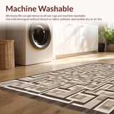 Ultra Soft Area Rug, Non Slip, Stain Resistant, Washable Area Rugs for Living Room, Bedroom, Contemporary Maze Floor with Interwoven Brown Beige Designs(Brown)