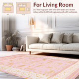 Ultra Soft Area Rug, Non Slip, Stain Resistant, Washable Area Rugs for Living Room, Bedroom, Sleek Transitional Pink Tasseled Rug(Pink)