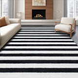 Ultra Soft Area Rug, Non Slip, Stain Resistant, Washable Area Rugs for Living Room, Bedroom, Modern Stripe Fusion Rug with Bold Linear Geometry and Contrasting Bands Design(Black)