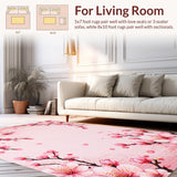 Ultra Soft Area Rug, Non Slip, Stain Resistant, Washable Area Rugs for Living Room, Bedroom, Delicate Cherry Petal Motif(Pink)