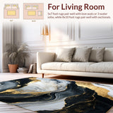 Ultra Soft Area Rug, Non Slip, Stain Resistant, Washable Area Rugs for Living Room, Bedroom, Luxurious Soft Toned Swirl(Black)