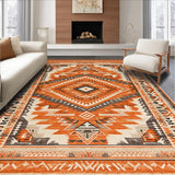 Ultra Soft Area Rug, Non Slip, Stain Resistant, Washable Area Rugs for Living Room, Bedroom, Aztec Geometric Fall Bedroom Washable Low Pile Carpet(Orange)