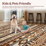 Ultra Soft Area Rug, Non Slip, Stain Resistant, Washable Area Rugs for Living Room, Bedroom, Modern Vintage Lattice Composition(Brown)