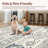 Ultra Soft Area Rug, Non Slip, Stain Resistant, Washable Area Rugs for Living Room, Bedroom, Artful Modern Abstract Design Elements(Gray)