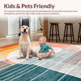 Ultra Soft Area Rug, Non Slip, Stain Resistant, Washable Area Rugs for Living Room, Bedroom, Earthy Toned Tribal Motif(Orange)
