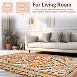 Ultra Soft Area Rug, Non Slip, Stain Resistant, Washable Area Rugs for Living Room, Bedroom, Sophisticated Geometric Braided Accent(Orange)