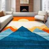 Ultra Soft Area Rug, Non Slip, Stain Resistant, Washable Area Rugs for Living Room, Bedroom, Artistic Color Burst Circular Motif(Orange)