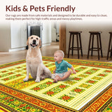 Ultra Soft Area Rug, Non Slip, Stain Resistant, Washable Area Rugs for Living Room, Bedroom, Vivid Sunburst Geometric Arrangement(Yellow)