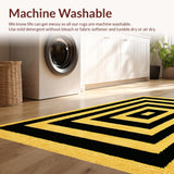 Ultra Soft Area Rug, Non Slip, Stain Resistant, Washable Area Rugs for Living Room, Bedroom, Luxury Greek Key Black Gold Entryway Runner(Yellow)