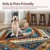 Ultra Soft Area Rug, Non Slip, Stain Resistant, Washable Area Rugs for Living Room, Bedroom, Traditional Cultural Motif Elegance(Brown)