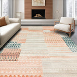 Ultra Soft Area Rug, Non Slip, Stain Resistant, Washable Area Rugs for Living Room, Bedroom, Artful Salmon and Beige Fusion(Orange)