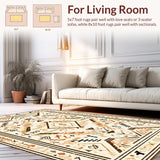 Ultra Soft Area Rug, Non Slip, Stain Resistant, Washable Area Rugs for Living Room, Bedroom, Transitional Geometric Rustic Appeal(Beige)