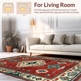 Ultra Soft Area Rug, Non Slip, Stain Resistant, Washable Area Rugs for Living Room, Bedroom, Cozy Farmhouse Patterned Design(Red)