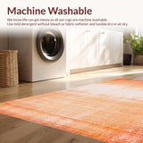 Ultra Soft Area Rug, Non Slip, Stain Resistant, Washable Area Rugs for Living Room, Bedroom, Elegant Ombre Gradient Rug Distressed Textured Look Fine Geometric Lines(Orange)