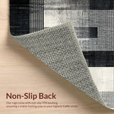 Ultra Soft Area Rug, Non Slip, Stain Resistant, Washable Area Rugs for Living Room, Bedroom, Artisan Stripe Rug with Asymmetric Linear Graphics and Abstract Touch(Gray)