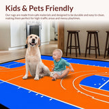 Ultra Soft Area Rug, Non Slip, Stain Resistant, Washable Area Rugs for Living Room, Bedroom, Rustic Sports Court Inspired Look(Blue)