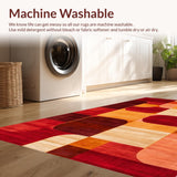 Ultra Soft Area Rug, Non Slip, Stain Resistant, Washable Area Rugs for Living Room, Bedroom, Vibrant Earthy Geometric Harmony(Red)