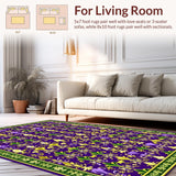 Ultra Soft Area Rug, Non Slip, Stain Resistant, Washable Area Rugs for Living Room, Bedroom, Minimalist Floral Curved Patterns(Purple)