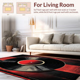 Ultra Soft Area Rug, Non Slip, Stain Resistant, Washable Area Rugs for Living Room, Bedroom, Bold Geometric Audio Visual Style(Black)