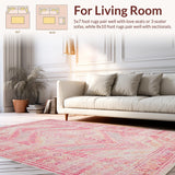 Ultra Soft Area Rug, Non Slip, Stain Resistant, Washable Area Rugs for Living Room, Bedroom, Soft Pastel Abstract Aesthetic(Pink)