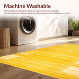 Ultra Soft Area Rug, Non Slip, Stain Resistant, Washable Area Rugs for Living Room, Bedroom, Chic Mustard Geometric Elegance(Yellow)