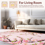 Ultra Soft Area Rug, Non Slip, Stain Resistant, Washable Area Rugs for Living Room, Bedroom, Charming Sakura Floral Motif(Pink)