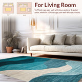 Ultra Soft Area Rug, Non Slip, Stain Resistant, Washable Area Rugs for Living Room, Bedroom, Stylish Minimalist Geometric Flair(Blue)