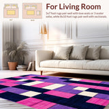 Ultra Soft Area Rug, Non Slip, Stain Resistant, Washable Area Rugs for Living Room, Bedroom, Modern Abstract Circular Patterns(Purple)