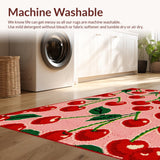 Ultra Soft Area Rug, Non Slip, Stain Resistant, Washable Area Rugs for Living Room, Bedroom, Charming Red and Green Theme(Red)