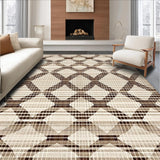 Ultra Soft Area Rug, Non Slip, Stain Resistant, Washable Area Rugs for Living Room, Bedroom, Minimalist Gray Tiled Design(Beige)