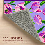 Ultra Soft Area Rug, Non Slip, Stain Resistant, Washable Area Rugs for Living Room, Bedroom, Elegant Tulip Bouquet Decorative Theme(Purple)