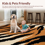 Ultra Soft Area Rug, Non Slip, Stain Resistant, Washable Area Rugs for Living Room, Bedroom, Non-Slip Tiger Skin Playroom Area Carpet(Brown)