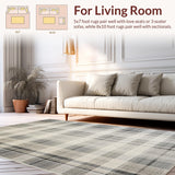 Ultra Soft Area Rug, Non Slip, Stain Resistant, Washable Area Rugs for Living Room, Bedroom, Contemporary Soft Lattice Design(Beige)