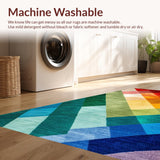 Ultra Soft Area Rug, Non Slip, Stain Resistant, Washable Area Rugs for Living Room, Bedroom, Contemporary Rainbow Dining Room Non-Slip Carpet(Red)
