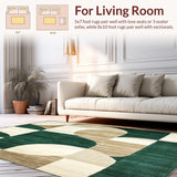 Ultra Soft Area Rug, Non Slip, Stain Resistant, Washable Area Rugs for Living Room, Bedroom, Modern Abstract Swirls Machine Area(Green)
