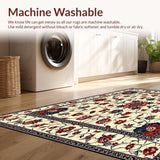 Ultra Soft Area Rug, Non Slip, Stain Resistant, Washable Area Rugs for Living Room, Bedroom, Non Slip Beige Runner Floral Kitchen Area Long Hallway(Beige)