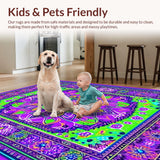 Ultra Soft Area Rug, Non Slip, Stain Resistant, Washable Area Rugs for Living Room, Bedroom, Ethereal Kaleidoscopic Pattern Play(Purple)