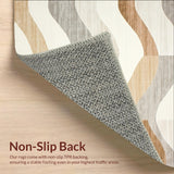 Ultra Soft Area Rug, Non Slip, Stain Resistant, Washable Area Rugs for Living Room, Bedroom, Nomad Luxe Area Featuring Abstract Chevron Waves and Earthy Neutrals(Beige)