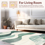Ultra Soft Area Rug, Non Slip, Stain Resistant, Washable Area Rugs for Living Room, Bedroom, Rustic Wave Textured Circular Piece(Green)